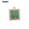 WT-P1994 colgante de piedra cuadrada pequeña multicolor natural incrustación de circonita gancho único joyería pendientes accesorios