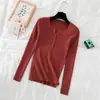 Nuevo Suéter Base de Punto Rosa para Mujer Otoño/Invierno Ajustado de Manga Larga Top Delgado