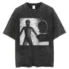 Camiseta Ácida Oversize para Hombres Mujeres Thriller Gráficos de Cómics Camiseta