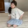 Traje de Niña con Estampado de Cachorro Vestido de Verano de Manga Corta 2026 Nuevo Estilo Traje Estilo Verano para Niños Falda de Capullo de Flor Conjunto de Dos Piezas