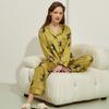 Pijama Primavera e Outono Roupas Femininas de Temperatura Constante para Casa Terno Padrão de Leopardo Pijama de Seda Gelo Longo de Alta Qualidade Roupas para Casa