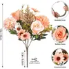 Ramo de Flores Artificiales Moradas Estilo Europeo en Stock con 7 Cabezas de Hortensia y Margaritas Pequeñas para Decoración del Hogar y del Comedor