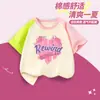 Camiseta de Manga Corta para Niña Verano Algodón Puro Niña 2026 Nuevo Estilo Moda Infantil Tops de Media Manga Verano Marca de Moda