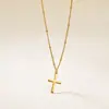 Venta al por mayor Transfronterizo Amazon Material de Acero Inoxidable Oro de 18 Quilates Monocapa Simple Colgante Cruzado Collar Se Puede Enviar en Nombre de Otros