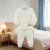 Nuevo Conjunto de Ropa Interior Térmica para Niños de Otoño e Invierno con Botones en el Hombro, Algodón Sin Costuras Dibujos Animados Capa Base para Bebé Ropa de Casa