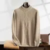 Suéter de Cachemira de Punto Trenzado con Cuello Redondo, Estilo Nuevo Otoño e Invierno 2026 para Hombre, Suéter Base de Corte Holgado para Ropa Casual de Negocios para Personas de Mediana Edad