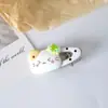 Presilha de cabelo de gato com trevo de quatro folhas em desenho animado, presilha vazada de bolinhas para franja, presilha lateral fofa estilo floresta, estilo ins, para melhores amigos