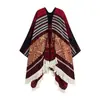 Chal de Punto Vintage con Borlas, Estilo Étnico Floral Colorido, con Capucha, para Mujer, para Viajes en Primavera y Otoño