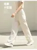 Pantalones de lino, pantalones rectos de lino, nuevos pantalones rectos de verano, pantalones de algodón y lino fluidos y de alta gama, pantalones casuales de pierna ancha