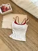 Camisola com estampa de bolinhas estilo coreano para mulheres, com bojo embutido, modelagem justa e um lindo detalhe nas costas