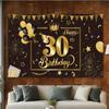 Amazon Nueva Tela de Bandera Tema Negro Dorado Decoración de Cumpleaños Banner Feliz Cumpleaños Fondo de Fotografía Tela de Bandera
