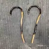 Masajeador de gancho de ratán natural para cuello, hombros, cintura y columna cervical, gancho de madera de ratán hecho a mano para dar palmaditas en la espalda