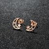 Aretes K-Style Nuevos de Acero Inoxidable Geométricos en Forma de Corazón para Mujer, Joyería de Estilo Frío, Aretes Nicho de Estrella y Luna