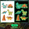 Adesivos de Tatuagem de Dinossauro de Desenho Animado Luminosos para Homens e Mulheres à Prova d'Água e Duradouros Adesivo de Pele Natural para Braço Infantil Brinquedos