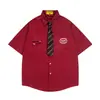 Camisa con Bordado Jiayiku 2026 Estilo Vintage Americano, Elegante Camisa Profesional Casual de Manga Corta para Hombre