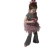 Conjunto de Verano para Niñas 2026 Nuevo Estilo Coreano Chaleco de Encaje Falda Rosa Abullonada Pantalones Grises Acampanados Conjunto de Tres Piezas