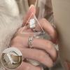 Exquisito Anillo Hecho a Mano con Perlas de Imitación para Mujer, Estilo Minimalista Fresco, Nuevo Anillo Abierto, Versátil Anillo para el Dedo Índice