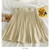 Falda Corta de Punto Versátil de Color Sólido para Otoño e Invierno 2023, Estilo Trendy de Hong Kong, Retro, con Cintura Elástica, Adelgazante, Plisada, Línea A para Mujer