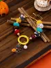 Pulsera de Cuentas de Colores con Colgante de Gato Fantasma y Sombrero de Mago Pulsera Apilable Joyería de Halloween