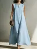 Estación Primavera/Verano 2026 Estación Independiente de Amazon Nuevo Vestido Casual Simple de Estilo Europeo y Americano para Mujer sin Mangas con Bolsillos