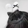 Otoño e Invierno Orejas de Conejo Negro Lindo Sombrerito Pinza para el Cabello con Lazo Accesorio para el Cabello de Chica Dulce Pinza Lateral Tocado Versátil