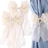 Amarrilhos de Cortina Decorativos com Laço na Cor Creme, Estilo Francês, Acessórios Decorativos para Cortinas Transparentes, Tiras de Fita de Seda para Sala de Estar e Quarto