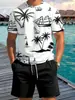 Traje de Baño para Hombre Vacaciones Verano 2024 Nuevo Manga Corta Shorts Casual Playa Estampado 3D Pequeño Árbol de Coco Tendencia y Fresco