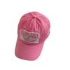 Gorra de béisbol americana retro de cabeza grande para mujer, de ala ancha, con cara pequeña, bordada en estéreo, color rosa, parte superior profunda, producto de alta calidad.