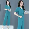 Conjunto de dos piezas de moda para mujer para el verano 2025, elegante, rejuvenecedor, de gasa, con camisa y pantalón, para primavera y uso profesional