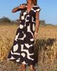 Vestido elegante de mujer con escote en V y cintura suelta, moda de verano 2024, nuevo vestido largo combinable europeo.