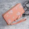 Bolsa Feminina Longa Versátil com Zíper Duplo Estilo Coreano Estudante Flor Grande Capacidade Bolsa para Celular Bolsa de Mão Carteira de Moedas Macia Venda por Atacado
