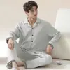 Otoño Nuevo Lujo Primavera, Otoño e Invierno Nuevo Estilo Hombres Algodón Puro Manga Larga Pantalones Conjunto de Dos Piezas Ropa para Casa Pijama