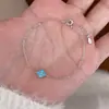 Pulsera de Plata de Ley S925 Turquesa Trébol de Cuatro Hojas Moda de Lujo Accesible Japonesa y Coreana Elegante Simple Joyería de Pulsera de Gama Alta para Mujeres