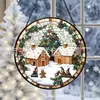Hombre de jengibre navideño Casa de dulces Colgante de vidrio de colores Adorno de vidrio para el hogar Decoración de ventana Atrapasoles para el jardín