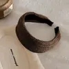 Faixa de cabeça de tricô vintage estilo coreano com aba larga para mulheres, realça o topo da cabeça, acessório de cabelo versátil e moderno, acessório de cabelo outono 2026
