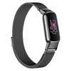 Adecuado para correa de reloj inteligente Fitbit Luxe Correa de acero inoxidable magnética Milanesa de tres esferas pulsera de metal para reloj
