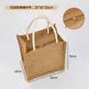 Bolsa de arpillera al por mayor en stock Bolsa de yute para compras DIY Bolsa de mano con cremallera ecológica Bolsa de arpillera con patrón imprimible