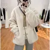 Abrigo de imitación para mujer, nuevo estilo de invierno, corte holgado, efecto adelgazante, diseño de cuello alto, único y elegante, rejuvenecedor, engrosado, simple pero no minimalista