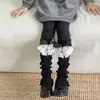 26 calcetines altos Lolita para niños y niñas, estilo ballet, moño lindo, calcetines blancos apilados, calentadores de piernas de otoño e invierno