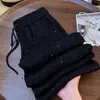 Outlet de Fábrica Estrelas Brilhantes e Cintilantes Calça de Perna Larga de Seda de Gelo Feminina Verão Novo Cintura Alta Calça Reta para Mulheres