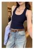 Colete Quente de Lã Escovada com Forro, Gola Quadrada com Alças Finas Caneladas para Mulheres, Novo Estilo Outono e Inverno, Estilo Hot Girl, Top Camisola Interna Justo