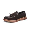 Novos sapatos de couro de cano baixo para quatro estações com franjas, masculinos estilosos, casuais de negócios, formais, com padrão de crocodilo, slip-on, sapatos de dirigir