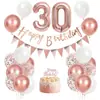 Kit de Balões de Aniversário Rose Gold Bandeira de Layout de Aniversário Balão de Filme de Alumínio de 32 Polegadas Balão Digital de Idade Decoração