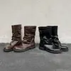 Botas de sola grossa, de cano médio para mulheres, nova coleção outono 2026, botas western cowboy Martin com salto grosso, botinas de salto bloco