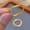 Joias Dourado Areia Herança Antiga Anel Liso Anel Sólido Fechado Fosco 2N Lótus Design de Nicho Par de Anéis