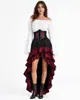 Falda Larga Pirata Retro Medieval de Halloween con Cintura Ceñida y Volantes de Capitán Vestido de Corte Conjunto de Tres Piezas