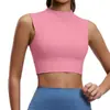 Colete Esportivo de Nylon de Alta Intensidade com Gola Alta Pequena para Roupa Externa, Protetor de Peito Integrado, Camiseta Top Fitness Yoga à Prova de Choque