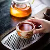 Dragón Caballo Espíritu Dorado Plata 999 Plata Taza de Té Bol de Plata Cerámica Taza Maestra Artesanía Pintada Regalo Creativo Juego de Té