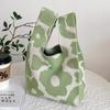 Bolsa de Pulso Tecida com Tulipa Floral, Bolsa de Tricô, Bolsa de Presente, Tote de Grande Capacidade, Portátil, Design Color-Blocking, Leve