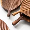 Plato para Snacks de Té de Hoja de Nogal Mesa de Té de Madera para el Hogar Bandeja para Té de Secado de Madera Sólida Bandeja para Tazas de Té de Madera